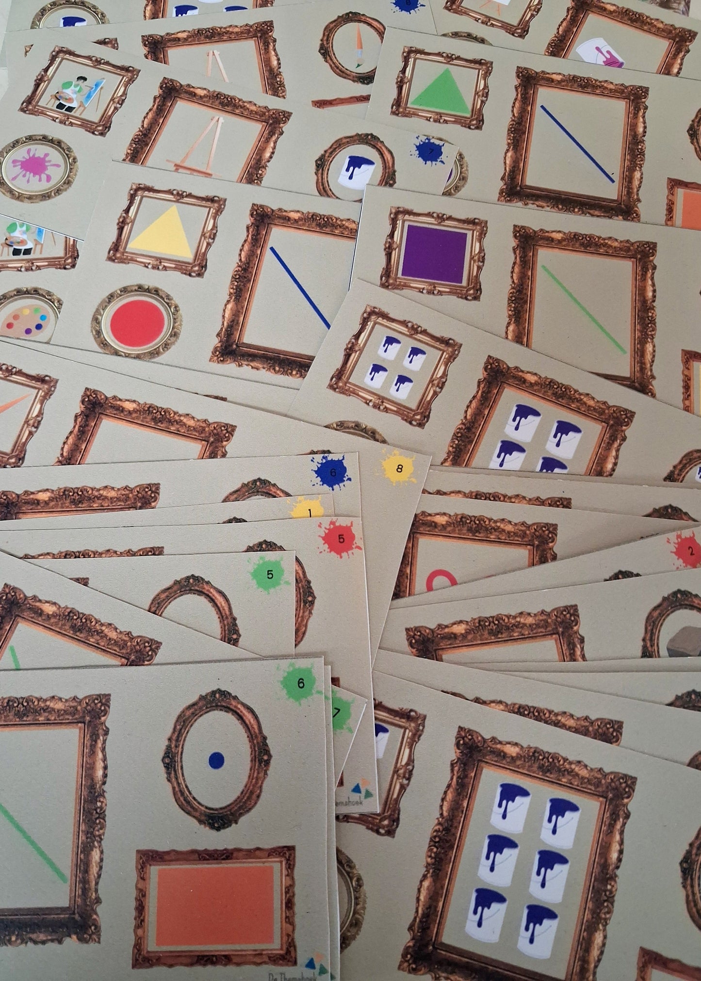 spel thema kunst, de themahoek, themahoek, spel, bingo woordenschat, tellen, cijfers, rekenen, thema museum, kleuters, groep 1/2, nt2 onderwijs, spel nt2 leerlingen