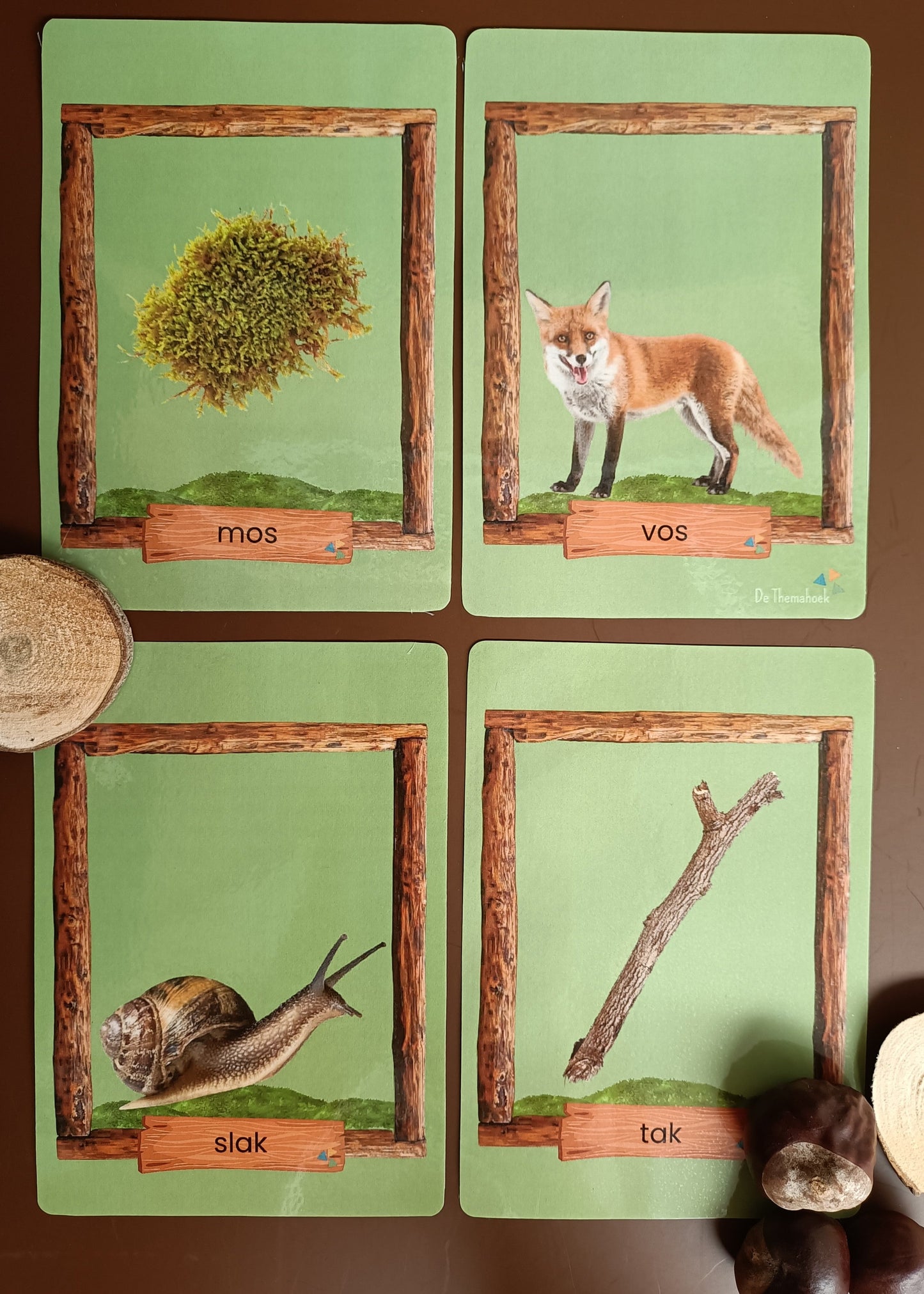 rijmkaarten in het thema bos voor kleuters, woordenschat thema bos, woordenschat, nt2, groep 1/2, bewegend leren thema bos, de themahoek, themahoek bos