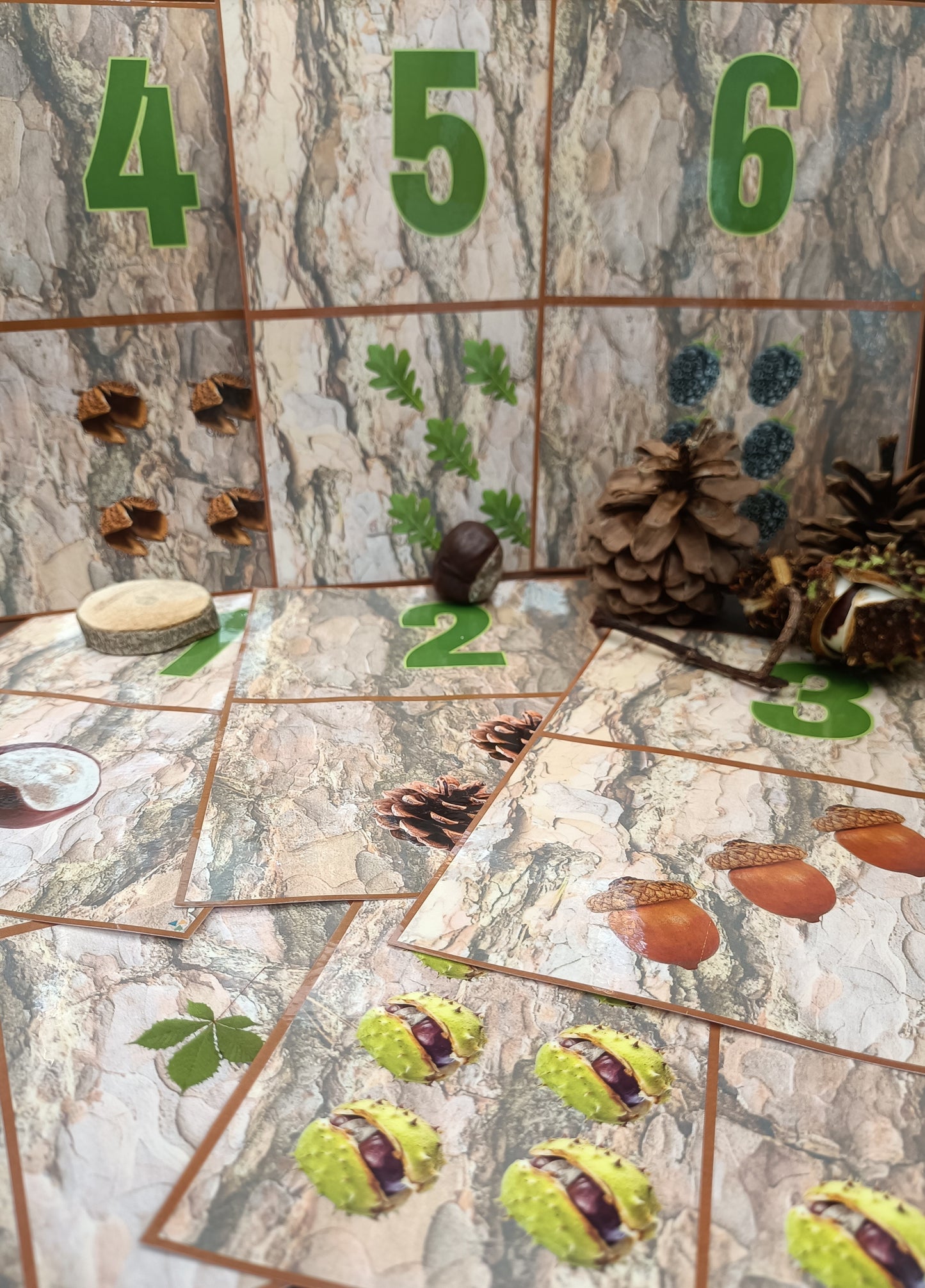 thema bos groep 1/2, cijferkaarten kleuters, cijferkaarten groep 1/2, rekenen thema bos, de themahoek, themahoek bos