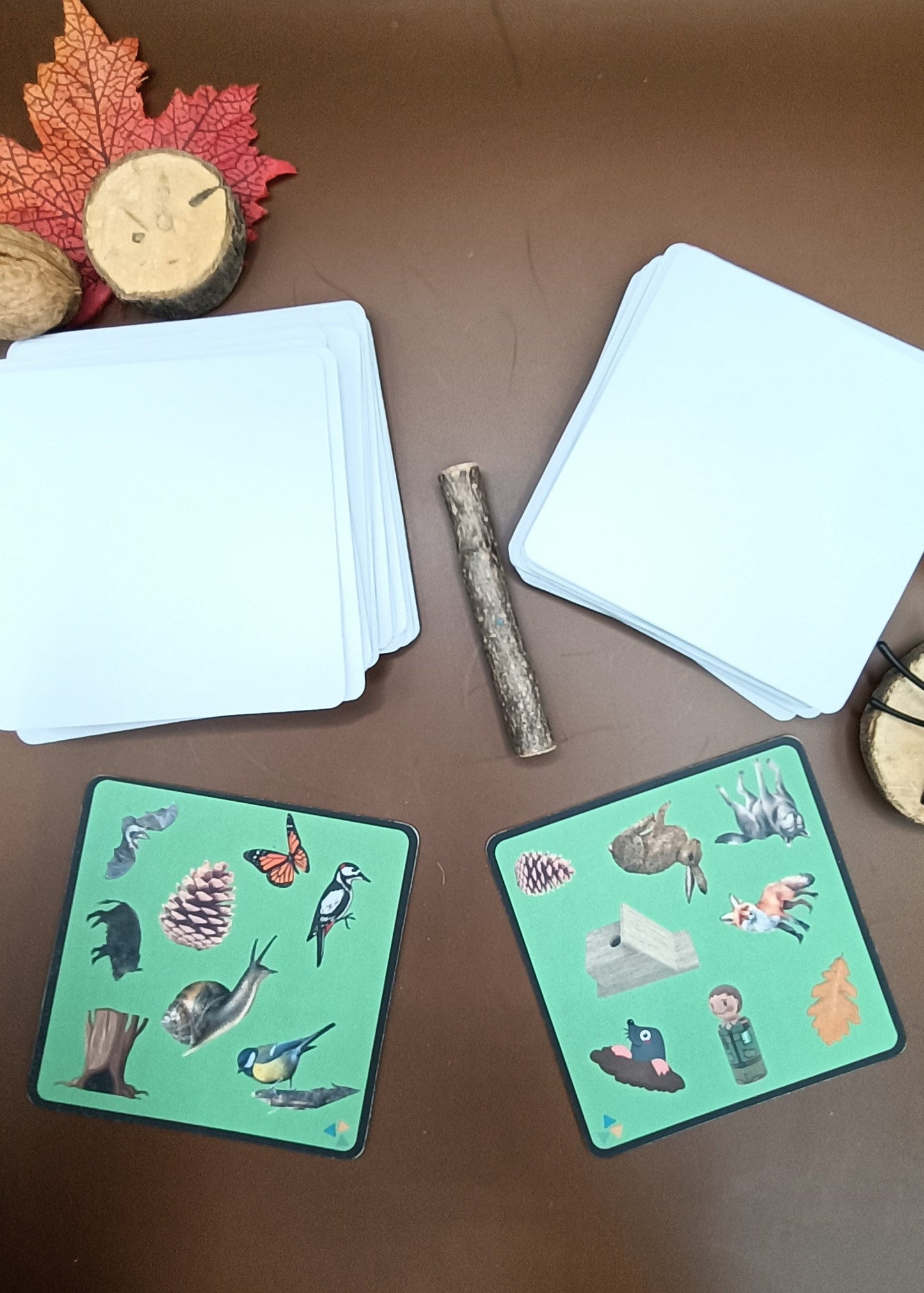 bos dobble, spel voor kleuters, woordenschat bos, de themahoek, thema bos