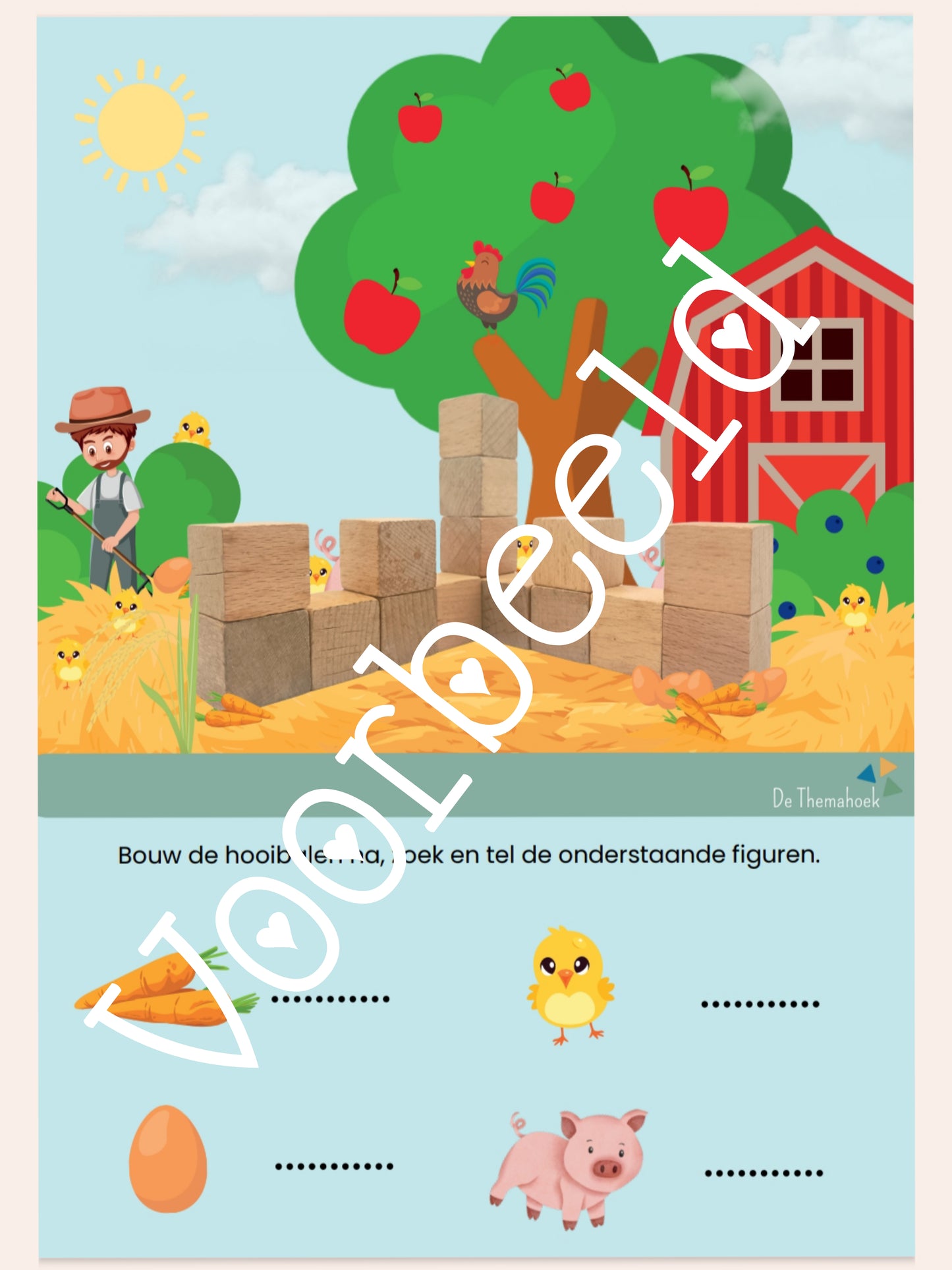 bouwkaarten thema lente voor groep 1/2 , themahoek, bouwhoek, rekenen, lente