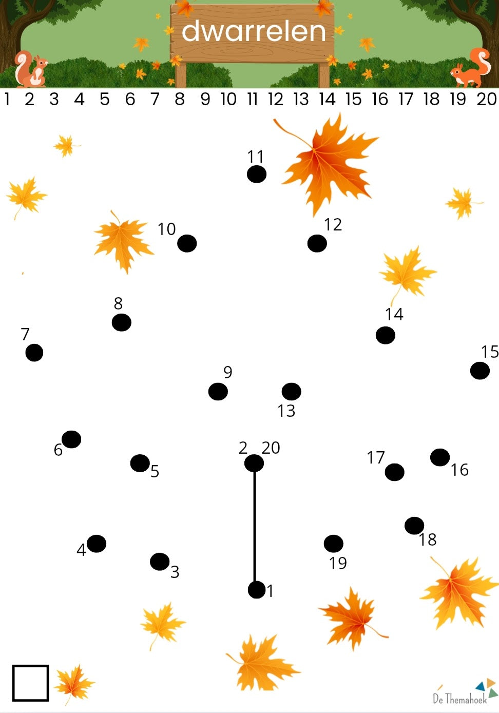 cijfertekening voor kleuters thema herfst gratis, thema bos, herfst, kleuters, groep 1/2, de themahoek