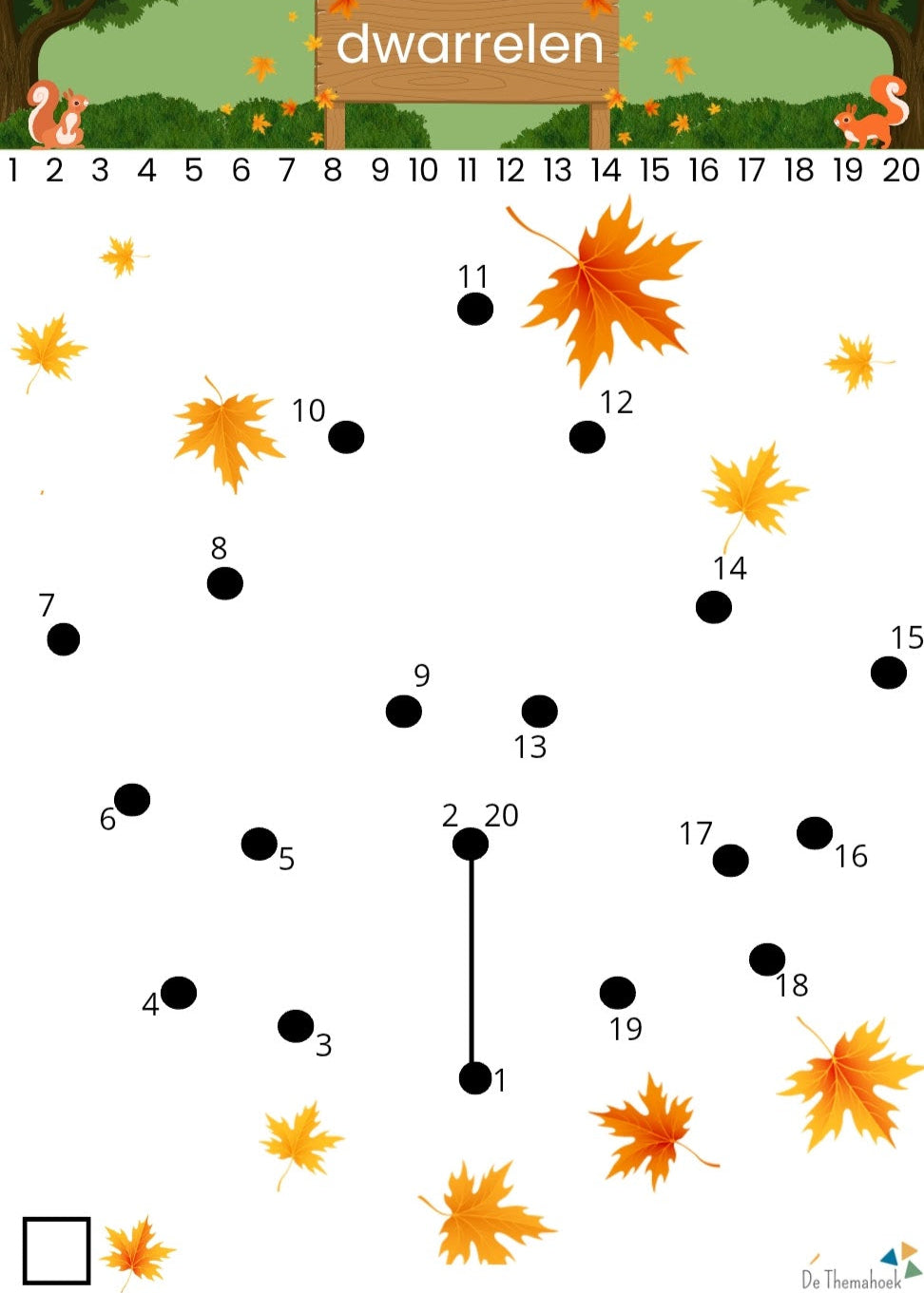 cijfertekening voor kleuters thema herfst gratis, thema bos, herfst, kleuters, groep 1/2, de themahoek