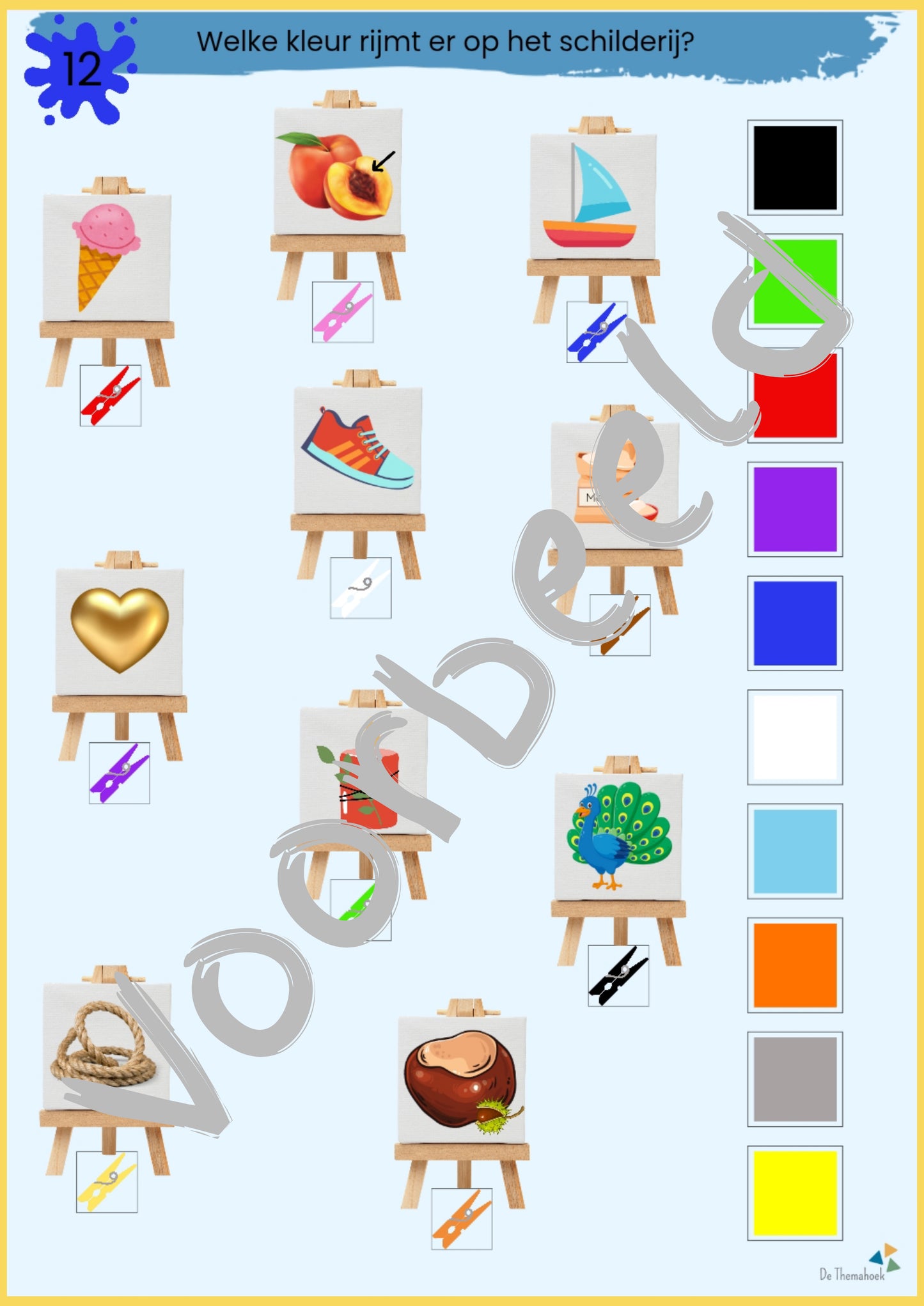 thema kunst knijpkaarten, kleuters, de themahoek, themahoek, rijmen