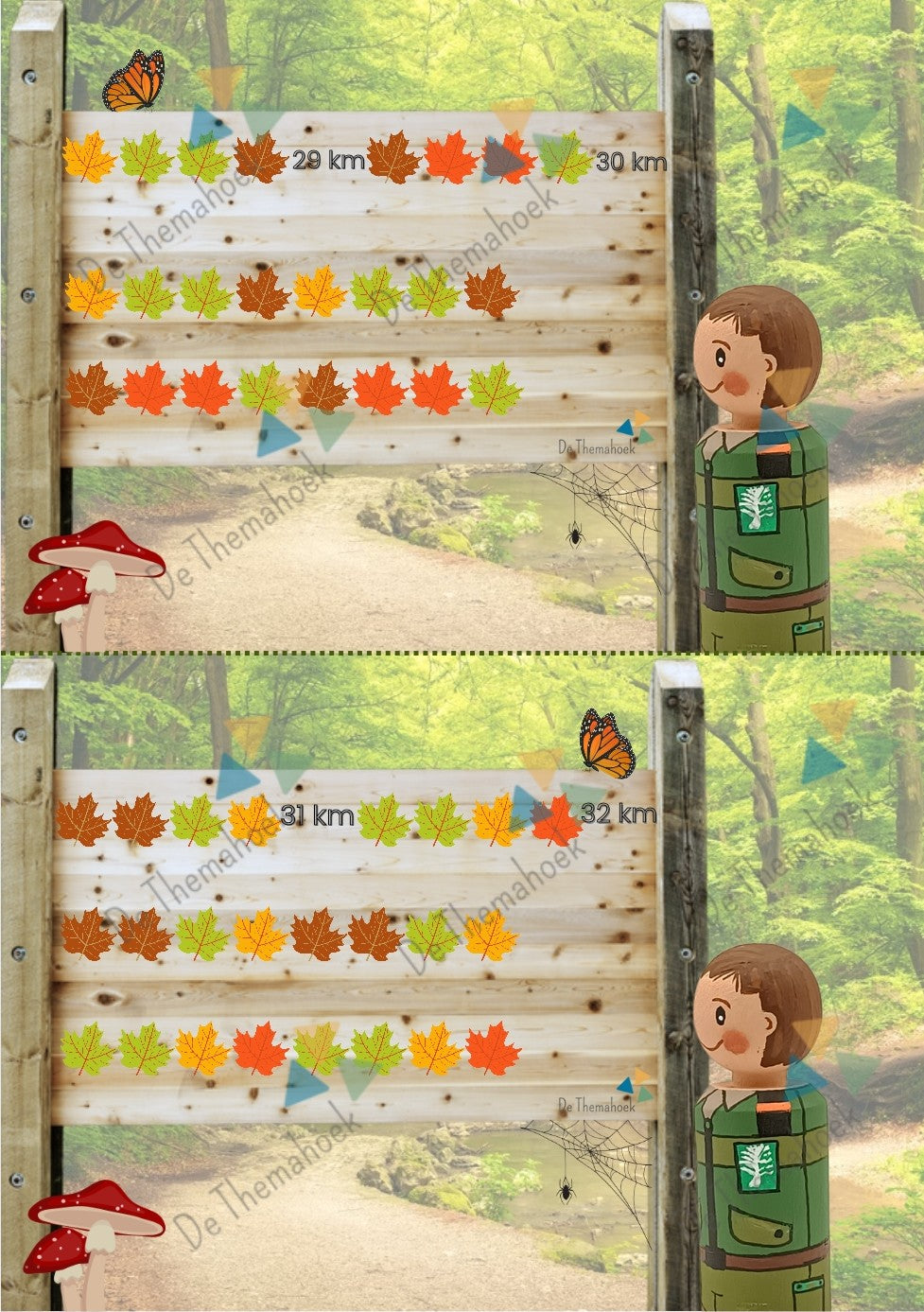 herfst, thema herfst, thema bos, reeksen afmaken, patronen leggen, herfstkleuren, boswachter kleuters, groep 12/2, kleur en vorm kleuters, spel herfst kleuters