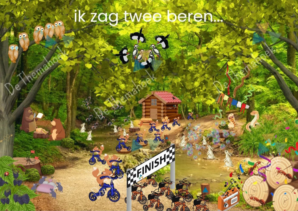 liedjes bij het thema bos voor kleuters, telversje, telliedje, woordenschat, thema bos, thema herfst, de themahoek