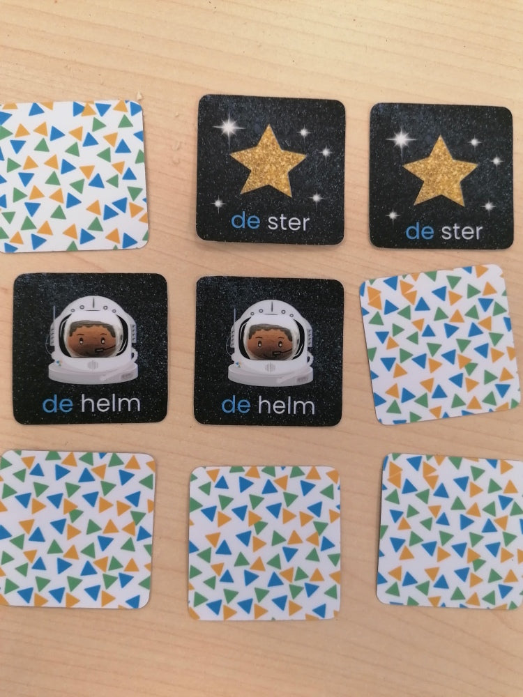 memory thema de ruimte, kleuters, groep 1/2 thema ruimte, de themahoek, themahoek