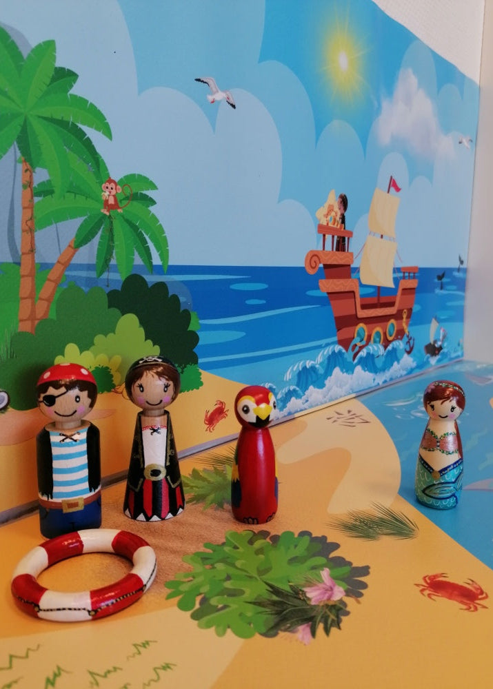 piraten groep 1/2, thema piraten, de themahoek ,verteltafel