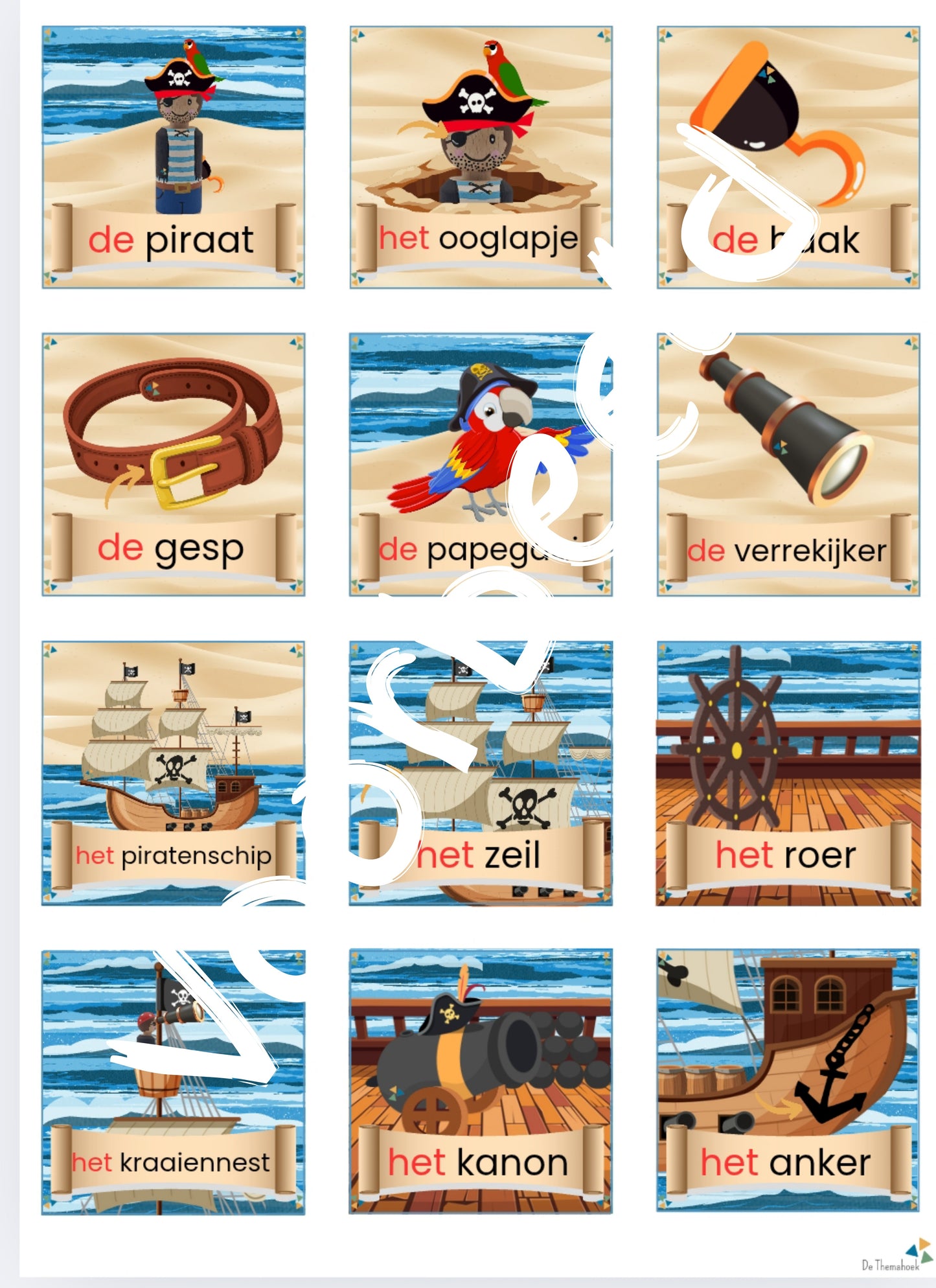 piraten memory groep1/2, thema piraten, de themahoek