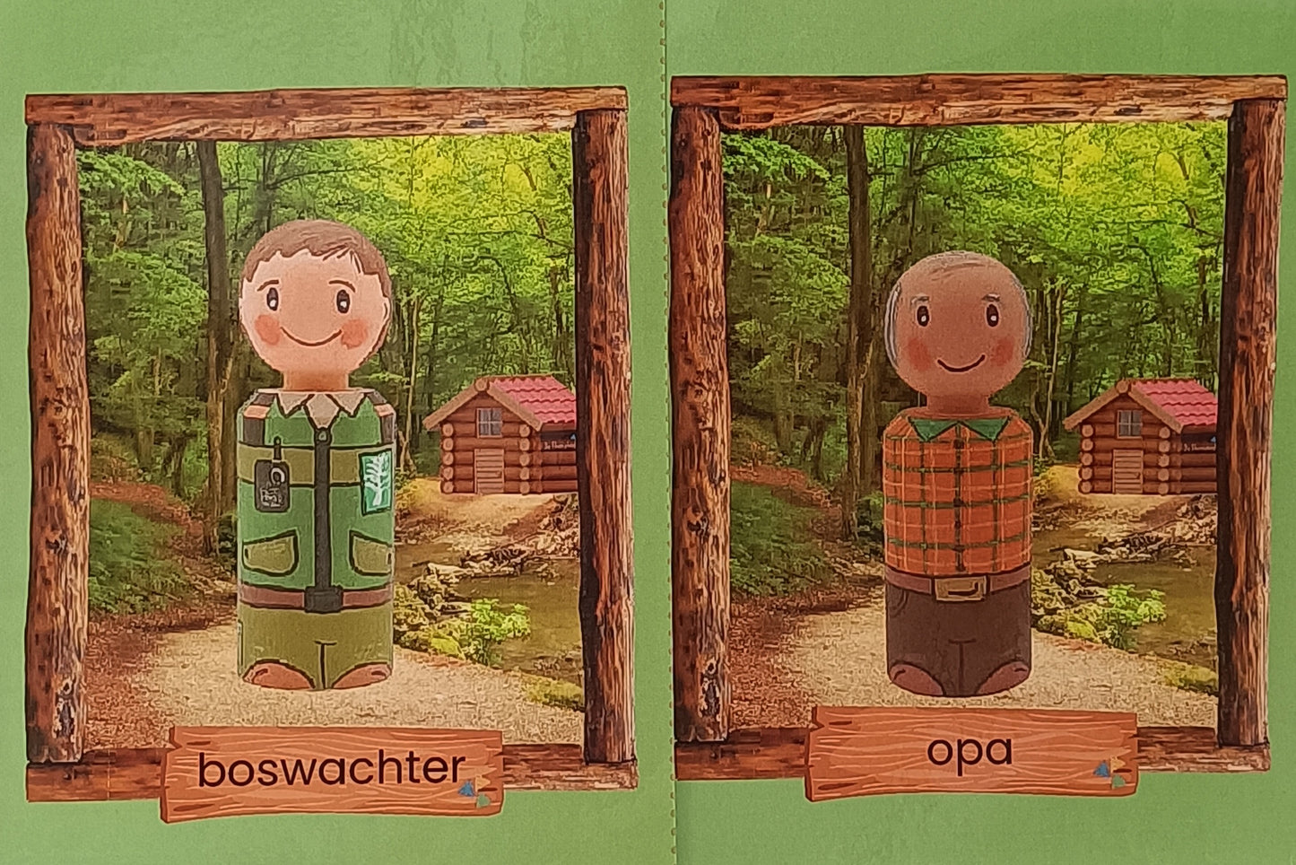 themahoek kleuters bos, thema bos groep 1/2, spelhoek, rollenkaartjes themahoek, de themahoek, spelhoek bos