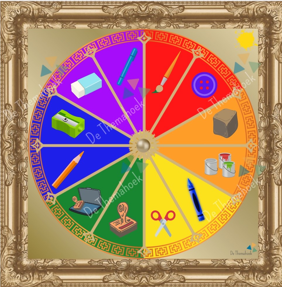 thema kunst, spel, kleuters, bingo, groep 1/2, woordenschat, auditieve oefeningen, thema museum, kunst, de themahoek, themahoek, spelbord bingo kunst, bingo kunst, bingo thema kunst