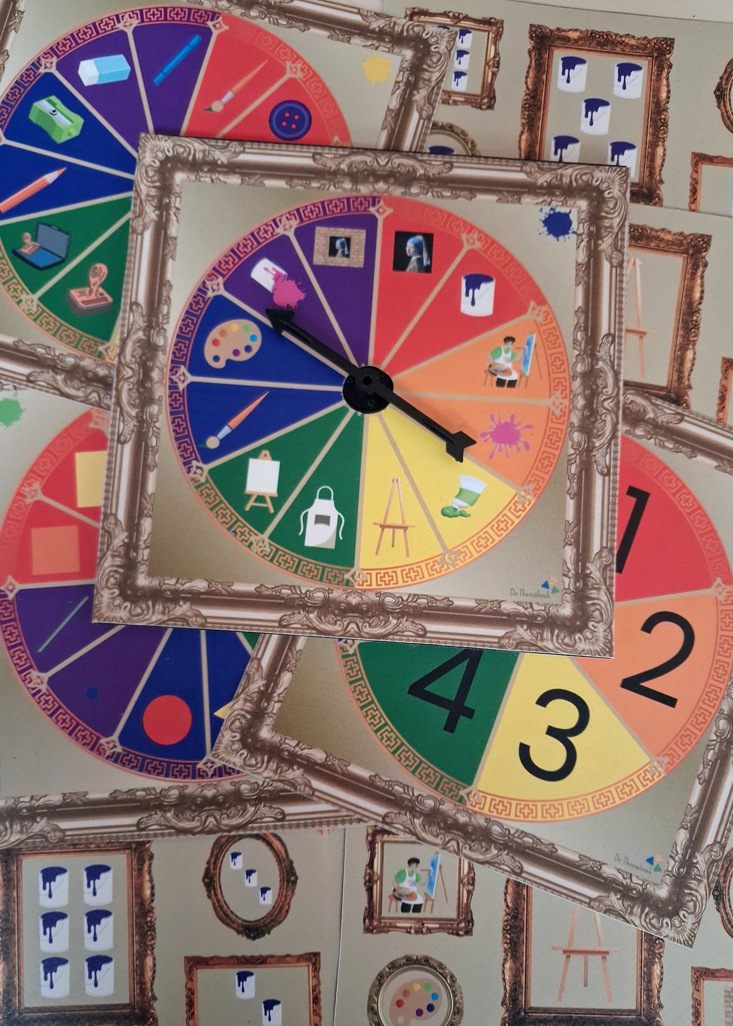 thema kunst, spel, kleuters, groep 1/2, nt 2 onderwijs, woordenschat, bingo, kunst, bordspel, woordenschat spelletjes thema kunst, de themahoek, themahoek