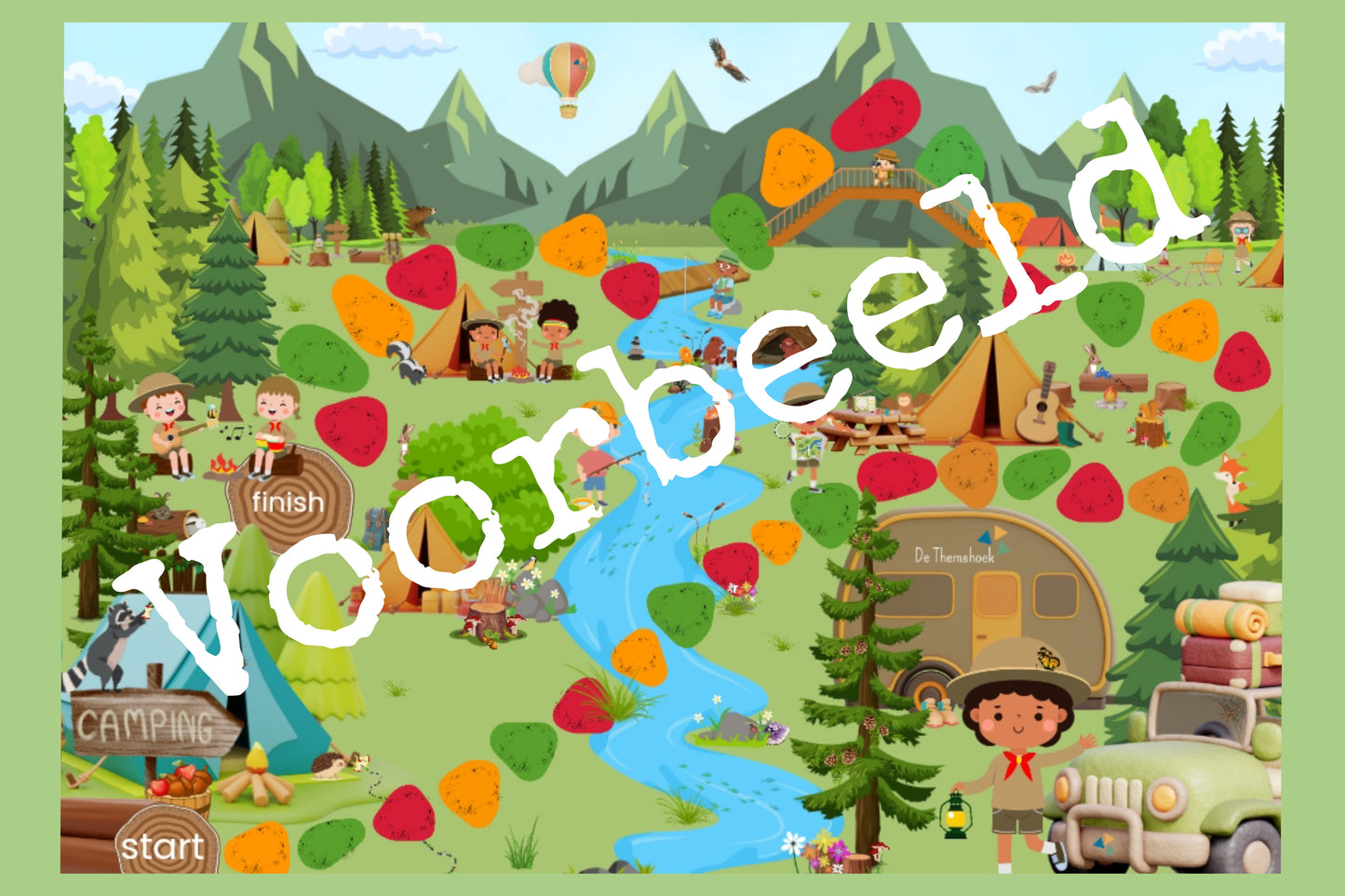 thema bos , thema de zomer, thema camping, voor kleuters en peuter, de themahoek, themahoek