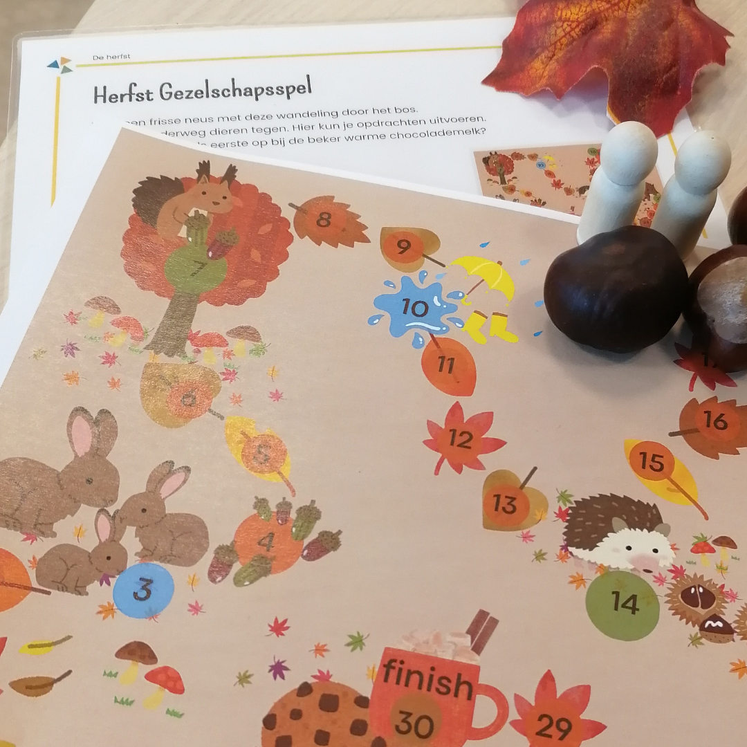 herfstspel groep 1/2 - thema herfst - kleuters en peuters - spel van de themahoek, spel herfst groep 1/2, thema bos, de themahoek, themahoek spel