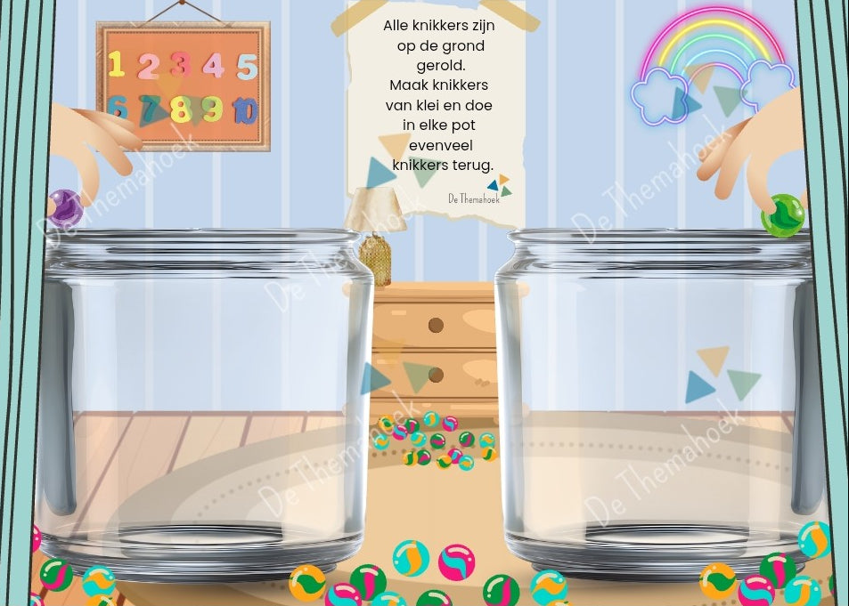 kleikaarten, thema huis, thema mijn huis, thema hier woon ik, de slaapkamer, speelgoed, motoriek, kleien, inloop, de themahoek, themahoek, huishoek, spel kleuters, kleuters, groep 1/2