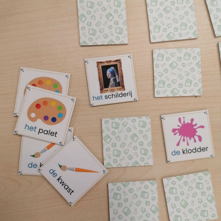 memory thema kunst, voor groep 1/2 en nt2 onderwijs, de themahoek