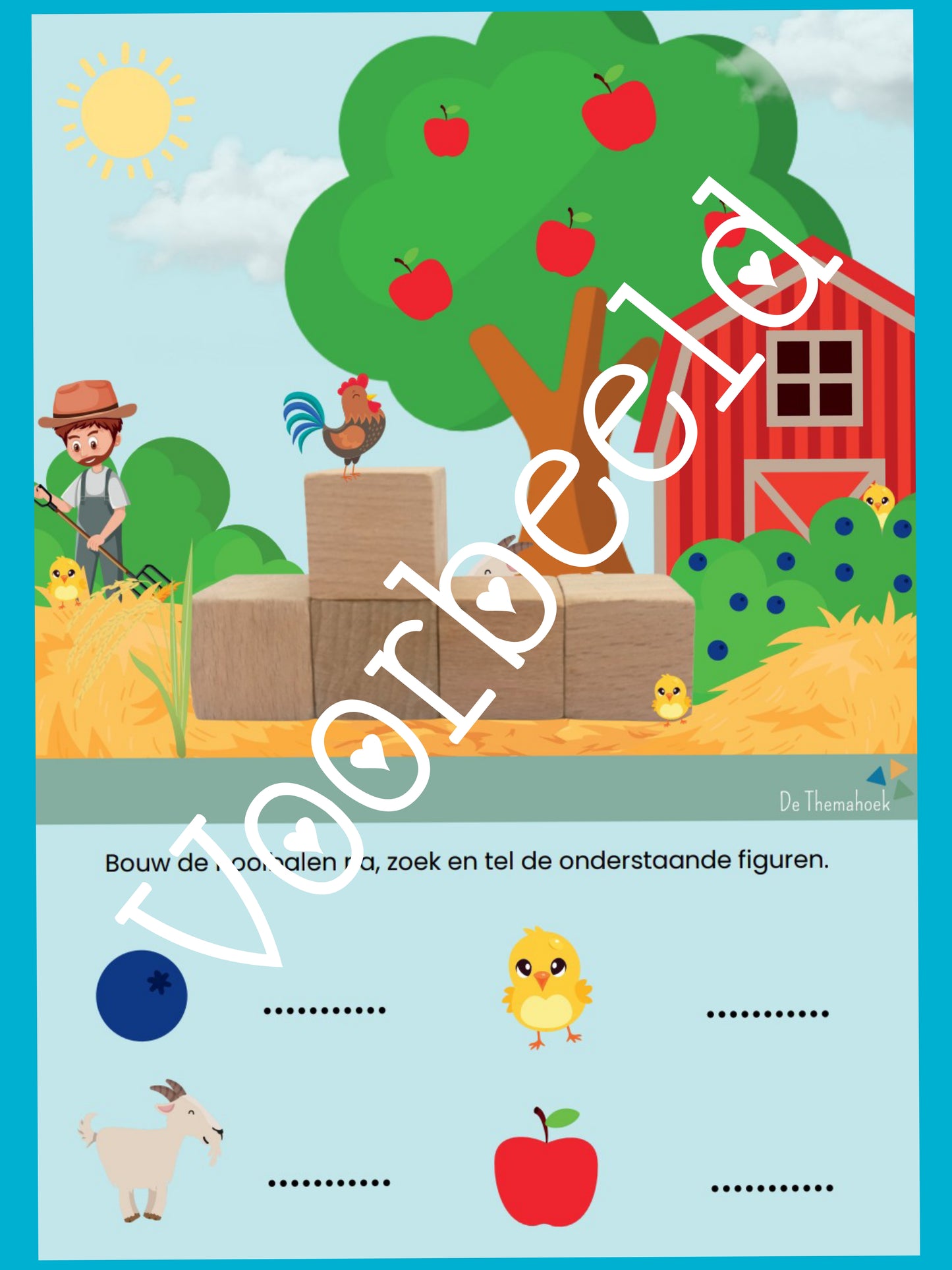 bouwhoek thema lente, bouwkaarten voor kleuters, themahoek, thema lente