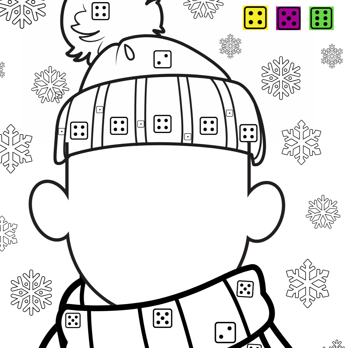 kleurplaat winter gratis, rekenen groep 1/2 nt2 onderbouw thema winter de themahoek, dobbelsteenbeelden kleuters, kleuters, rekenen groep 1/2 winter, winter, thema winter