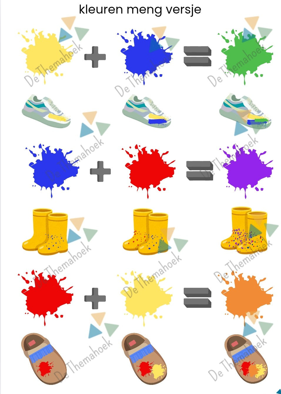 versje over kleuren thema kunst, leuters, kleuren mengen, versje, liedje, thema kunst, thema museum, zingen, kleuters, groep 1/2, de themahoek, themahoek