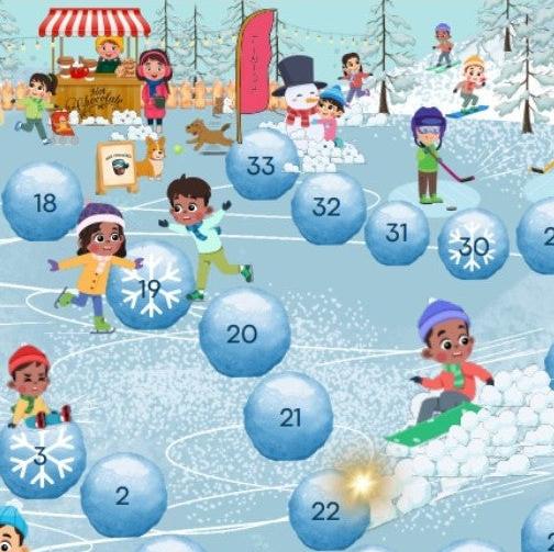 thema winter groep 1/2 de themahoek gezelschapsspel kleuters peuters nt2 rekenen, rekenen thema winter, thema winter spel, kleuters, groep 1/2, cijferherkenning winter