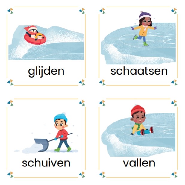 thema winter memory werkwoorden voor groep 1/2 en 3, de onderbouw, nt2 van de themahoek, de themahoek, themahoek winter, thema winter, woordenschat winter, auditieve oefeningen winter, spel thema winter