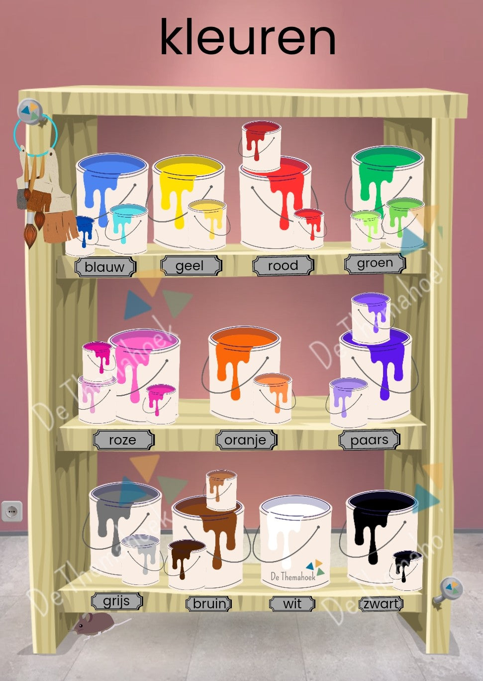 woordkaarten kleur en vorm, kleuters, groep 1/2, thema kunst, thema museum, themahoek kunst, thema kleur en vorm, kleuren, woordenschat, woordkaartjes, de themahoek
