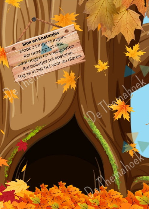 kleikaart thema bos, klei kleuters, thema herfst, de themahoek, thema bos