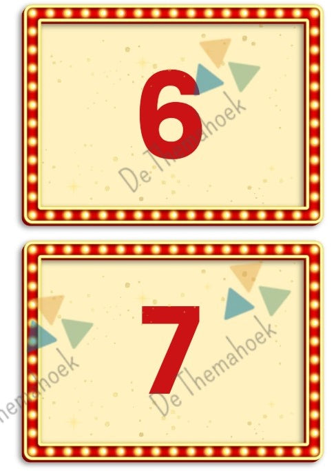 thema circus, kleuters, rekenen, groep 1/2, geld, themahoek circus, speelgeld circus, tellen, cijferherkenning, spelhoek, getalrij, cijferkaarten, telkaarten, de themahoek, rekenbegrippen, rollenkaartjes, thema spot on, circusvoorstelling, stoelnummers, getalrij, cijfers