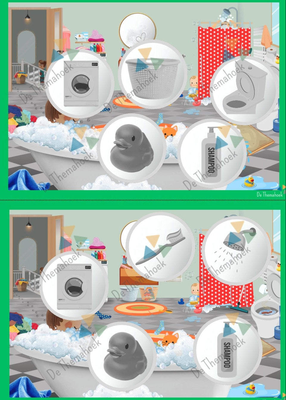 bingo, thema huis, kleuters, groep 1/2, woordenschat, auditieve oefeningen, lotto, thema mijn huis, thema hier woon ik, de themahoek, themahoek, spel, huishoek, inloop