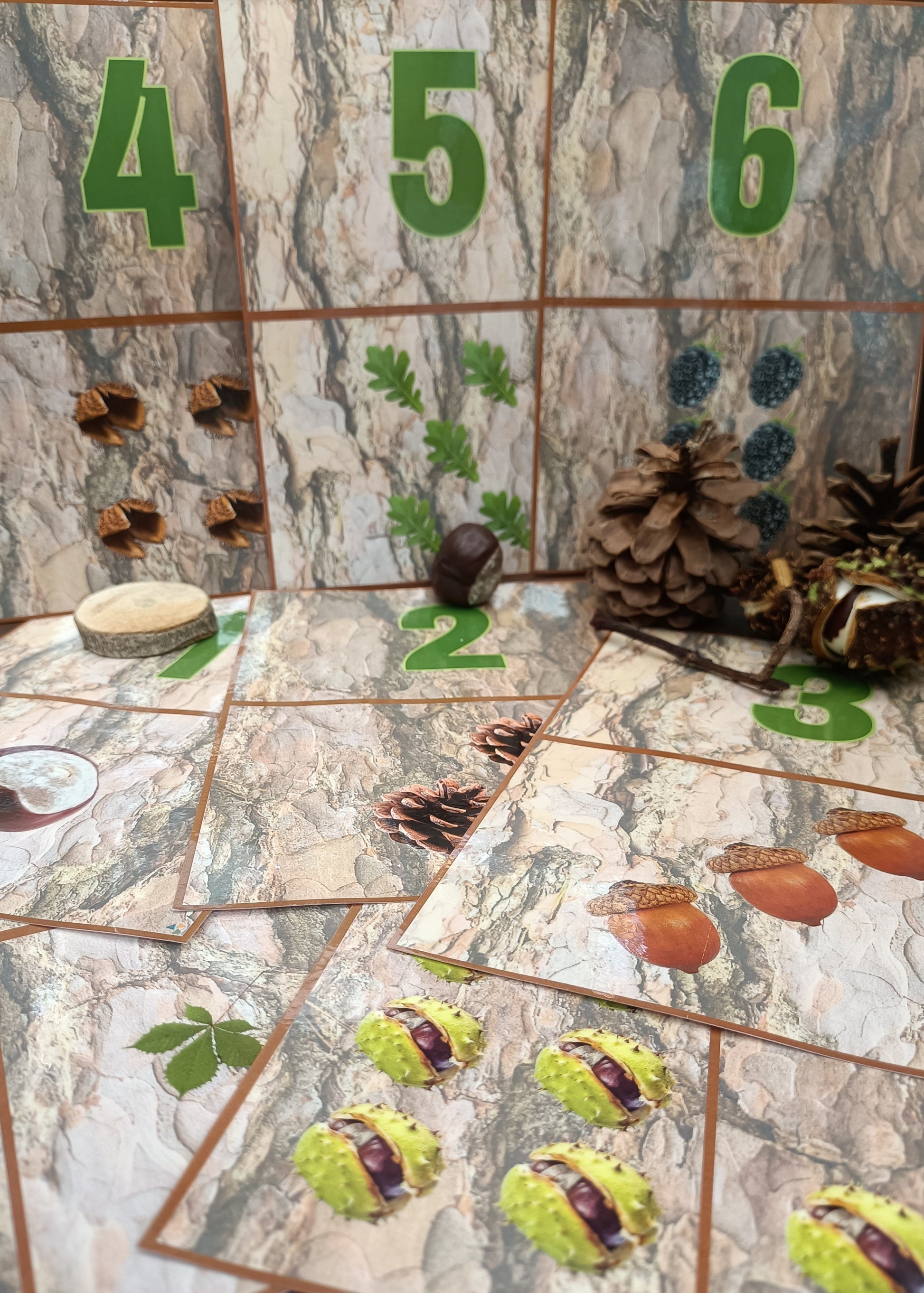 thema bos groep 1/2, cijferkaarten kleuters, cijferkaarten groep 1/2, rekenen thema bos, de themahoek, themahoek bos