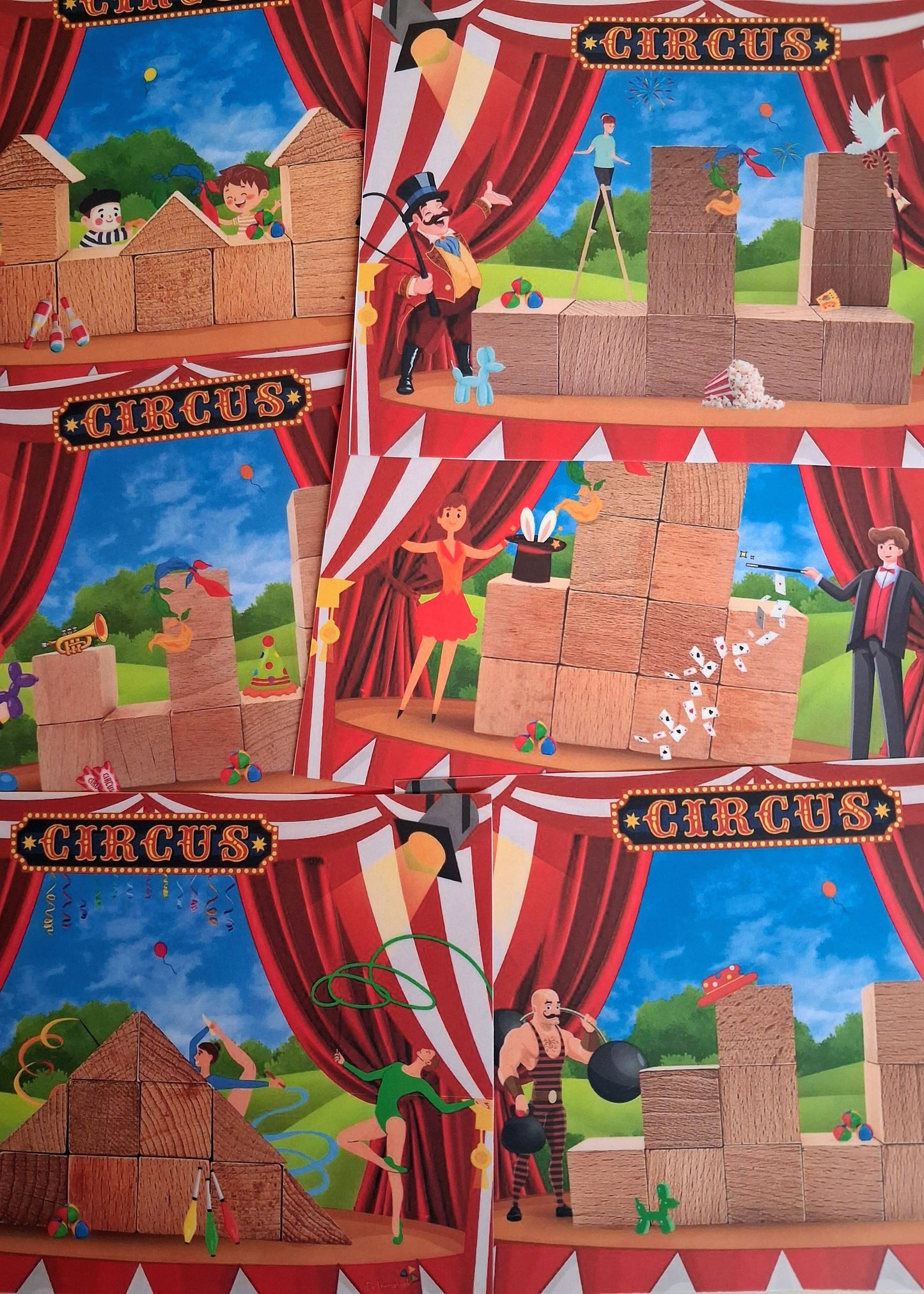 bouwvoorbeelden, thema circus, bouwhoek, kleuters, groep 1/2, circus, bouwen, tellen, vormen, de themahoek, themahoek circus,