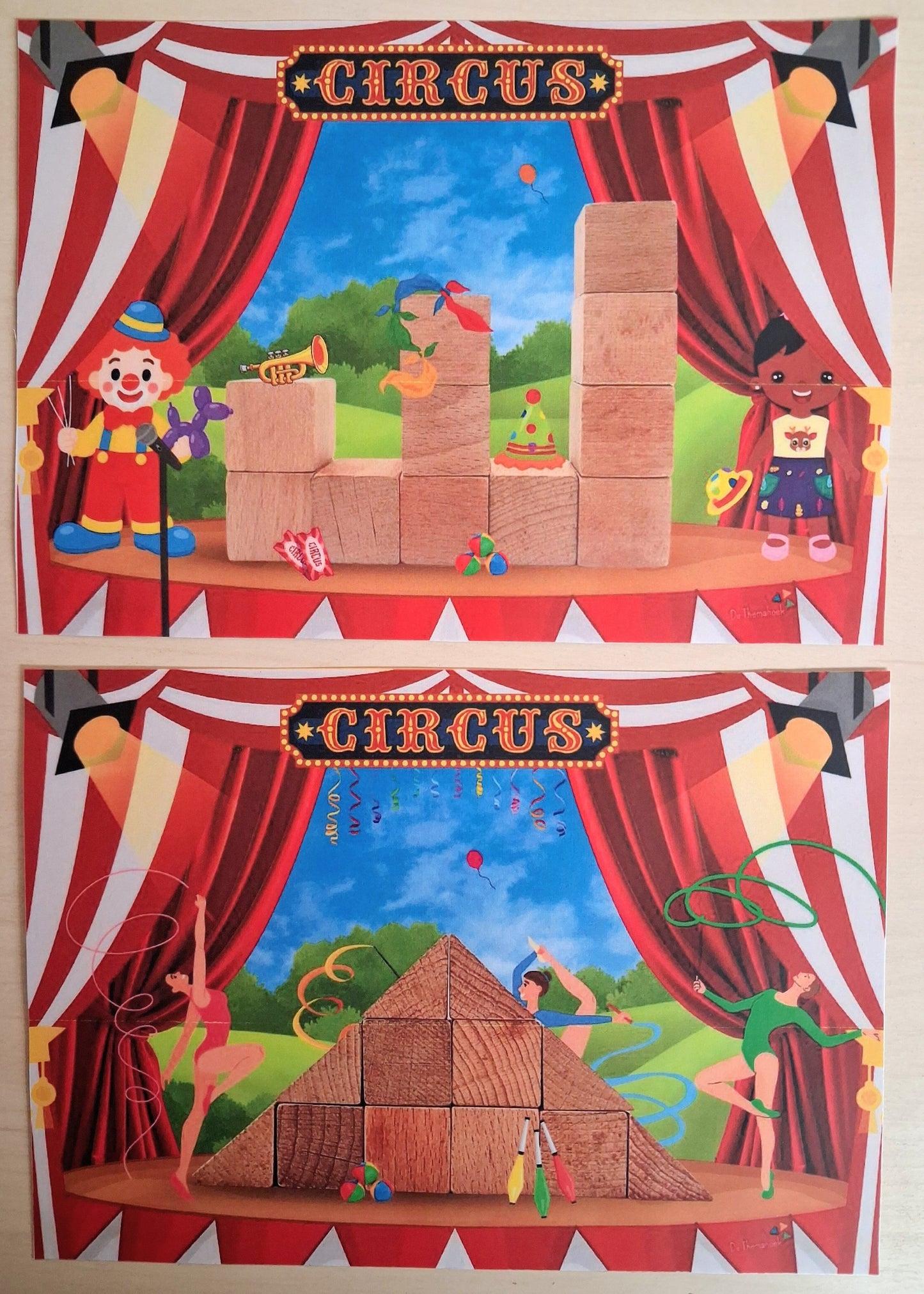 bouwvoorbeelden, thema circus, bouwhoek, kleuters, groep 1/2, circus, bouwen, tellen, vormen, de themahoek, themahoek circus,