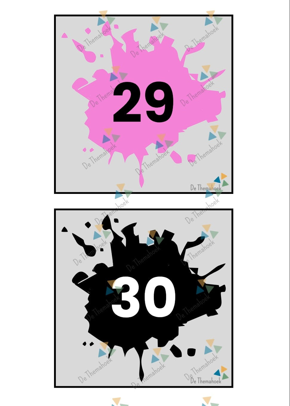cijferkaarten thema kunst groep 1/2 , de themahoek, themahoek, kleuren, kleuters, groep 1/2, themahoek kunst, getalrij, rekenen met kleuters, thema kleur en vorm