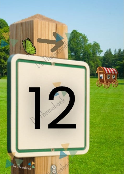 cijferkaarten, cijferkennis, cijferherkenning, thema vakantie, thema camping, thema op reis, kleuters, groep 1/2, tellen tot 30, cijfers tot 30, de themahoek, rekenen, rekenspel, rekenkaarten