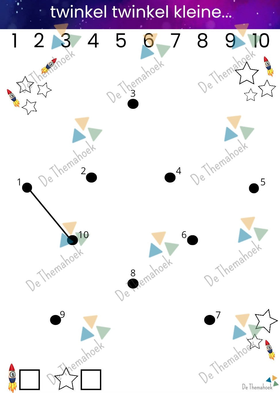cijfertekeningen, thema ruimte, de ruimte, ruimte, raket, tellen, cijferkennis, cijferherkenning, inloopactiviteit, inloop, de themahoek, themahoek ruimte