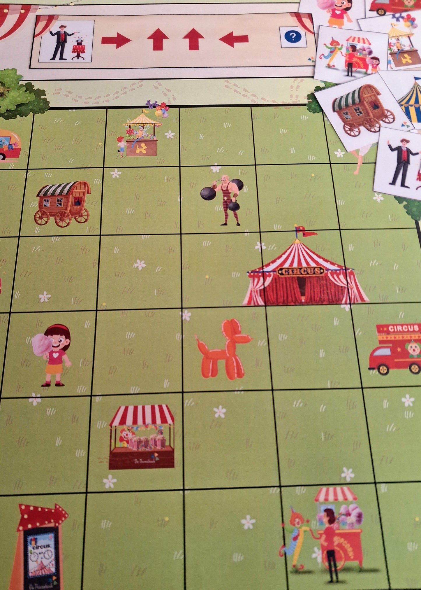 thema circus, coderen, communiatiespel, plattegrond met kleuters, groep 1/2, thema circus, thema spot on, kinderboekenweek 2026, de themahoek, themahoek circus, tellen, links en rechts