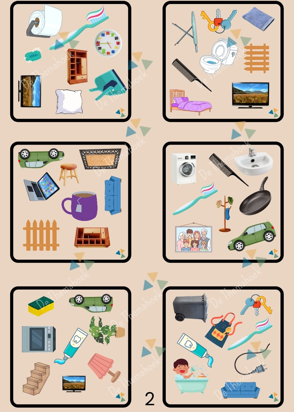 Dobble thema huis, thema mijn huis, thema hier woon ik, woordenschat, nt2 onderwijs, spel kleuters, kleuters, groep 1/2, huishoek, de themahoek, themahoek, spelen, spelletje, de keuken, de woonkamer, de slaapkamer