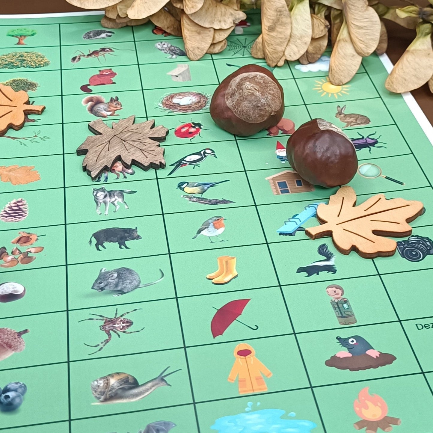 dobble bos alle gerbuikte plaatjes, kleuters, thema bos, bos themahoek, de themahoek