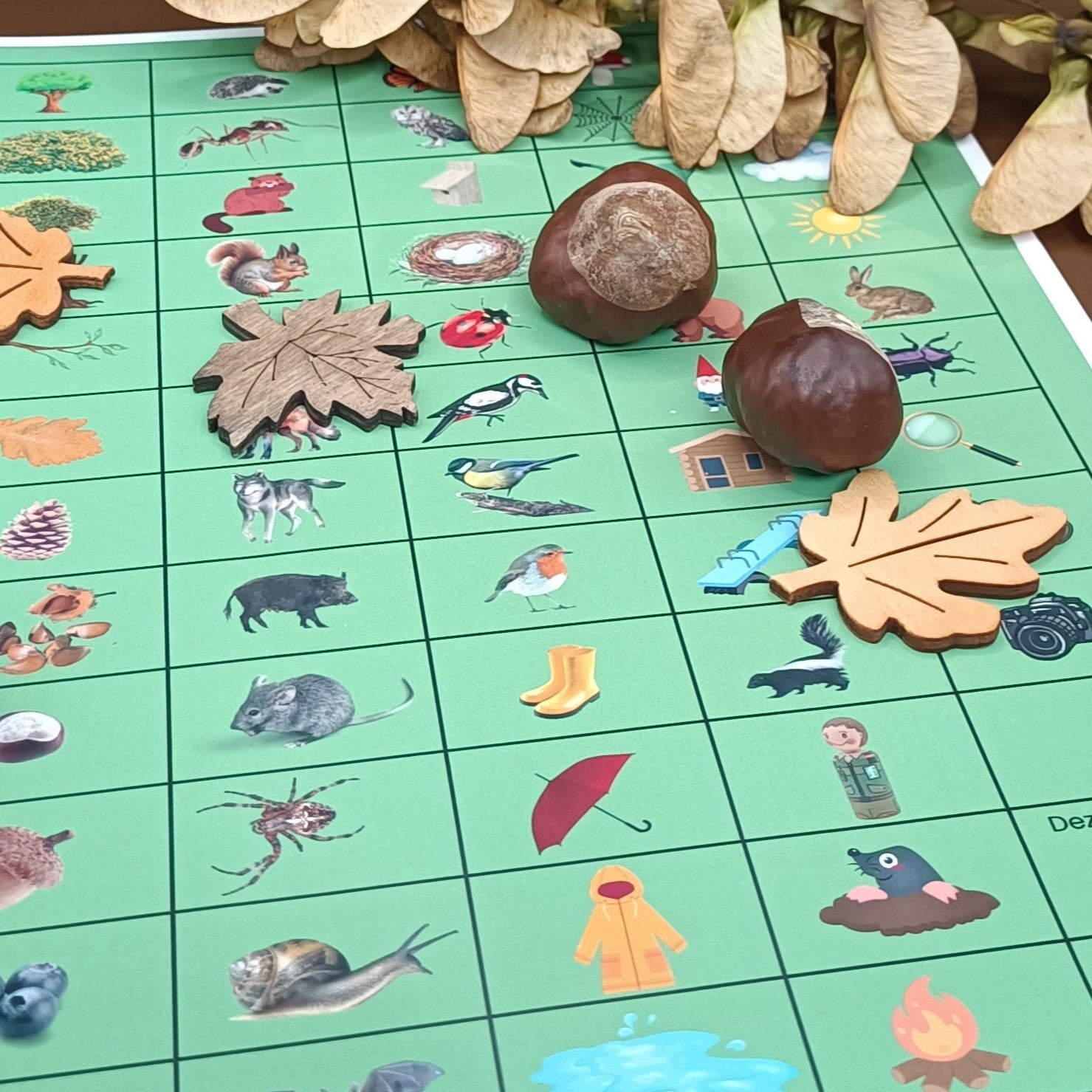 dobble bos alle gerbuikte plaatjes, kleuters, thema bos, bos themahoek, de themahoek
