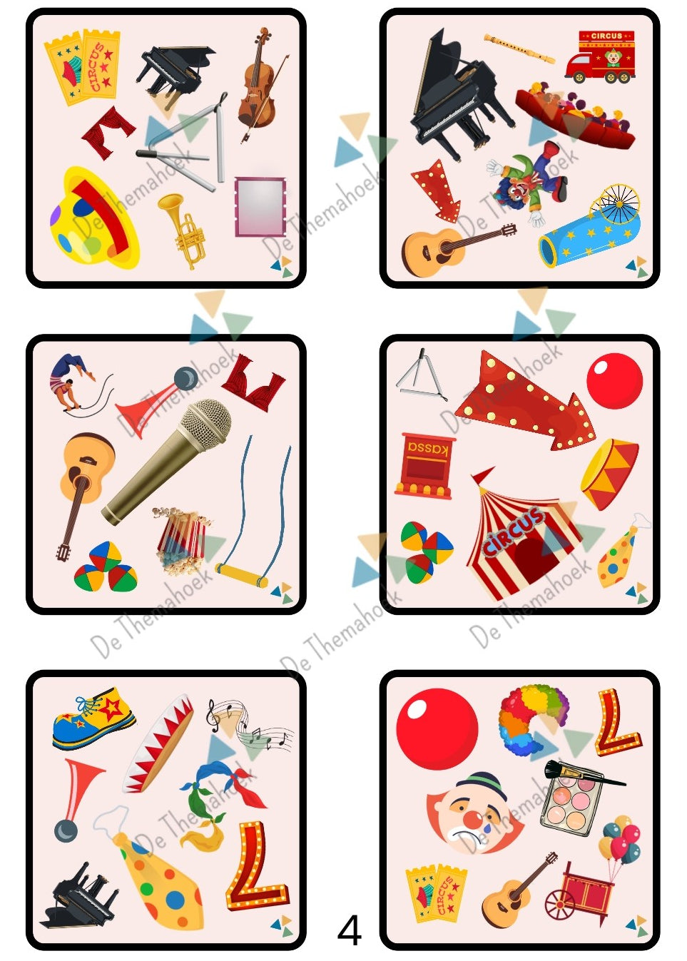 dobble thema circus, thema circus, thema spot on, kinderboekenweek 2026, kleuters, groep 1/2, woordenschat, de themahoek, spel, executieve functies