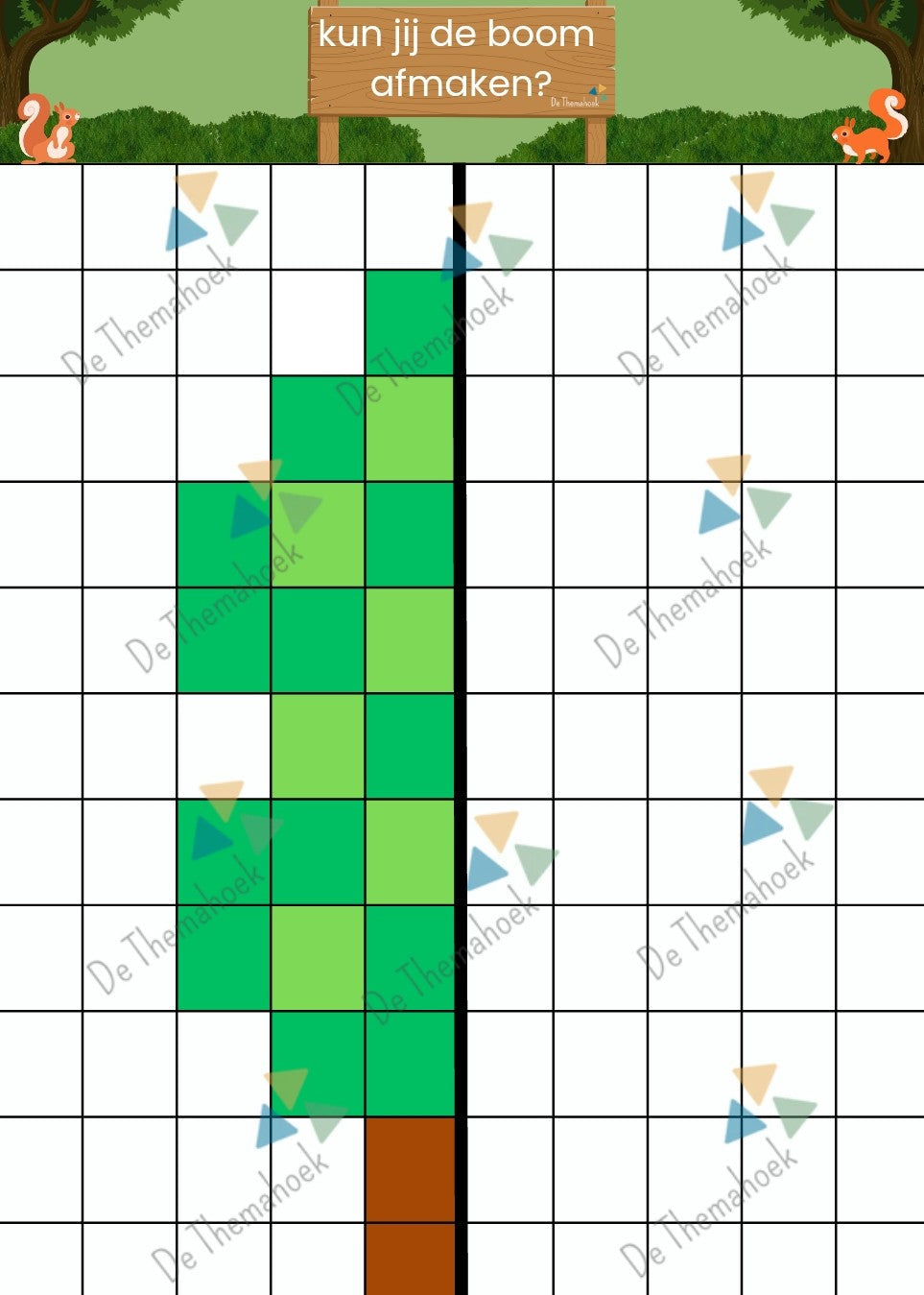 spiegelen, rekenen, tellen, kleuren, kleuters, groep 1/2, thema bos, thmea in het bos, naar het bos, de themahoek, themahoek bos, inloop