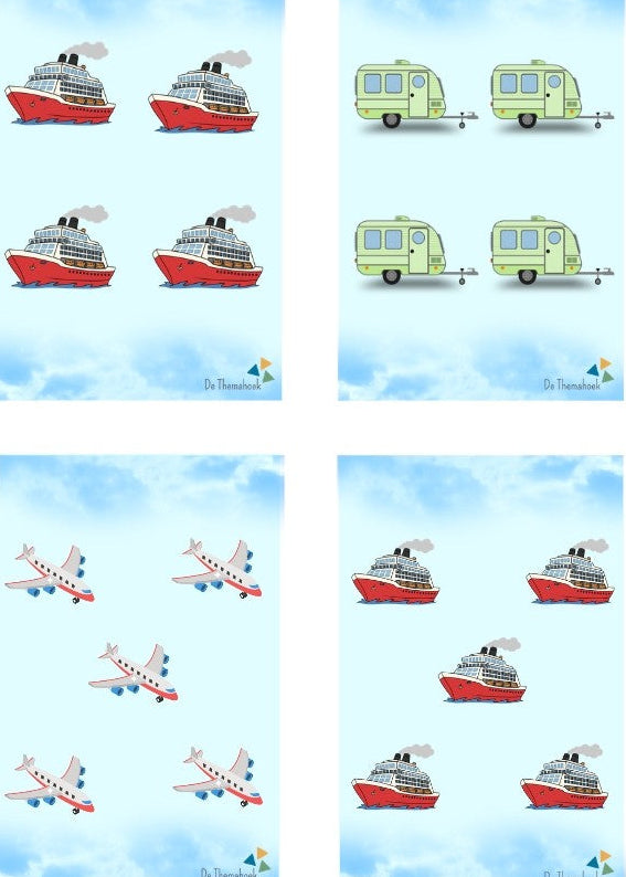 halli galli, kleuters, thema op reis, thema op vakantie, thema op de camping, thema zomer, kleuters, groep 1/2, rekenen, executieve functies, spel, tellen, de themahoek