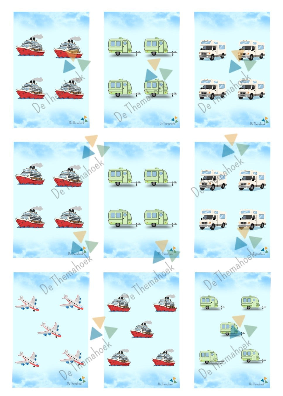 halli galli, kleuters, thema op reis, thema op vakantie, thema op de camping, thema zomer, kleuters, groep 1/2, rekenen, executieve functies, spel, tellen, de themahoek