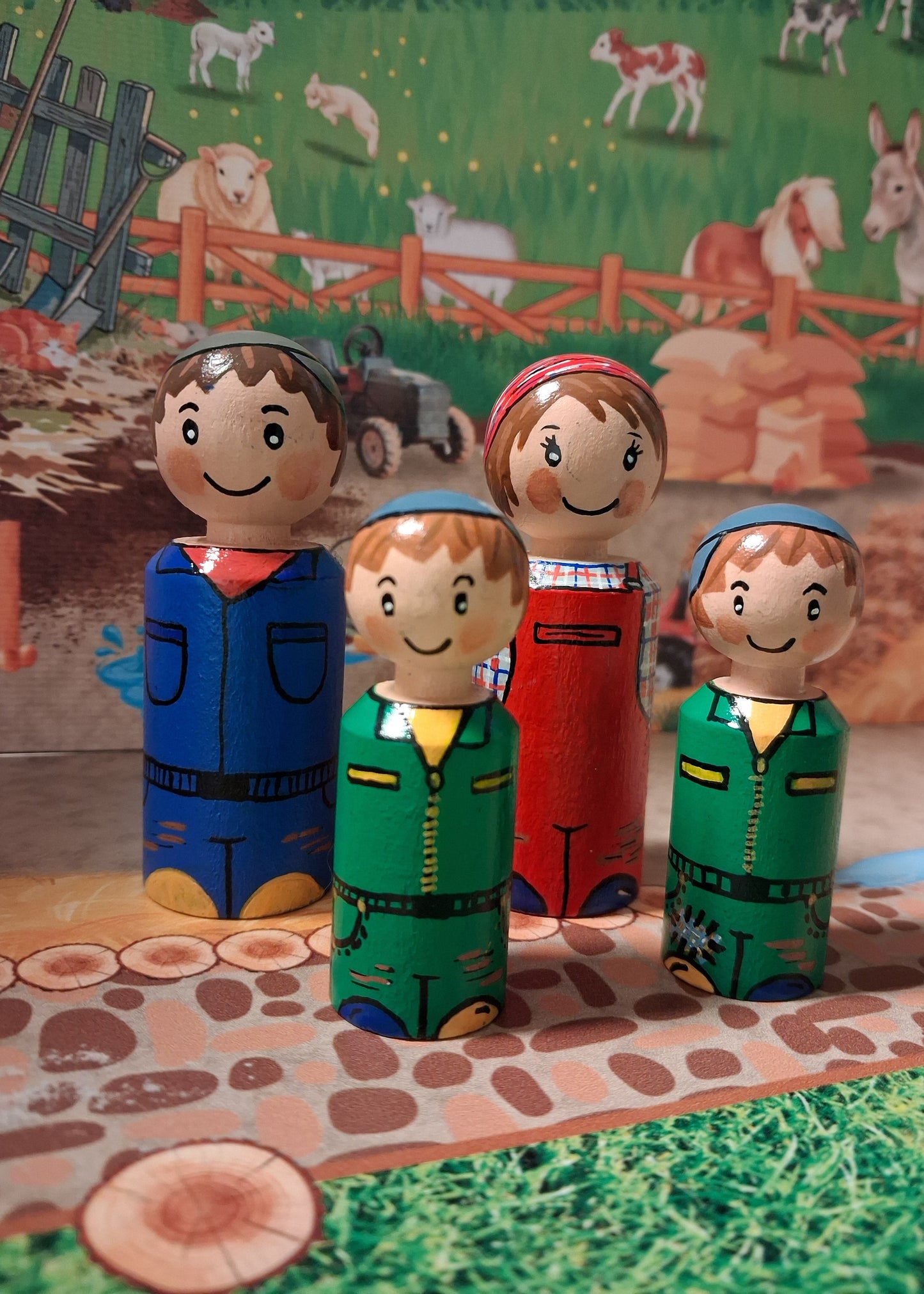 verteltafel, thema boerderij, verteltafel boerderij, verteltafel lente, houten poppetjes boer, woordenschat, nt2 onderwijs, kleuters, groep 1/2