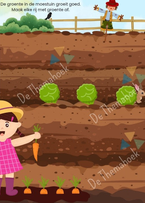 kleuter, groep 1/2, kleien, kleikaart, boerderij, lente, groente, de moestuin, de themahoek, themahoek, de boerderijwinkel