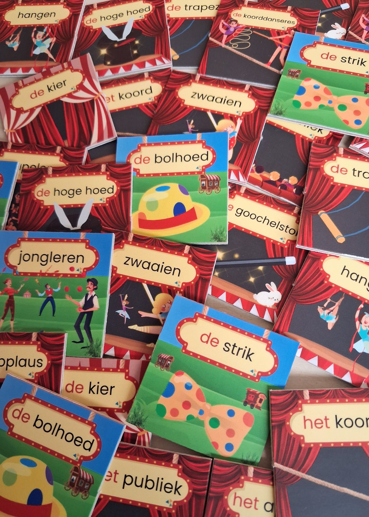memory, thema circus, kleuters, groep 1/2, thema spot on, spot aan, kinderboekenweek, woordkaartjes, woordkaarten, muziekinstrumenten, theater, voorstelling, woordenschat, taalontwikkeling, spel, de themahoek, themahoek circus