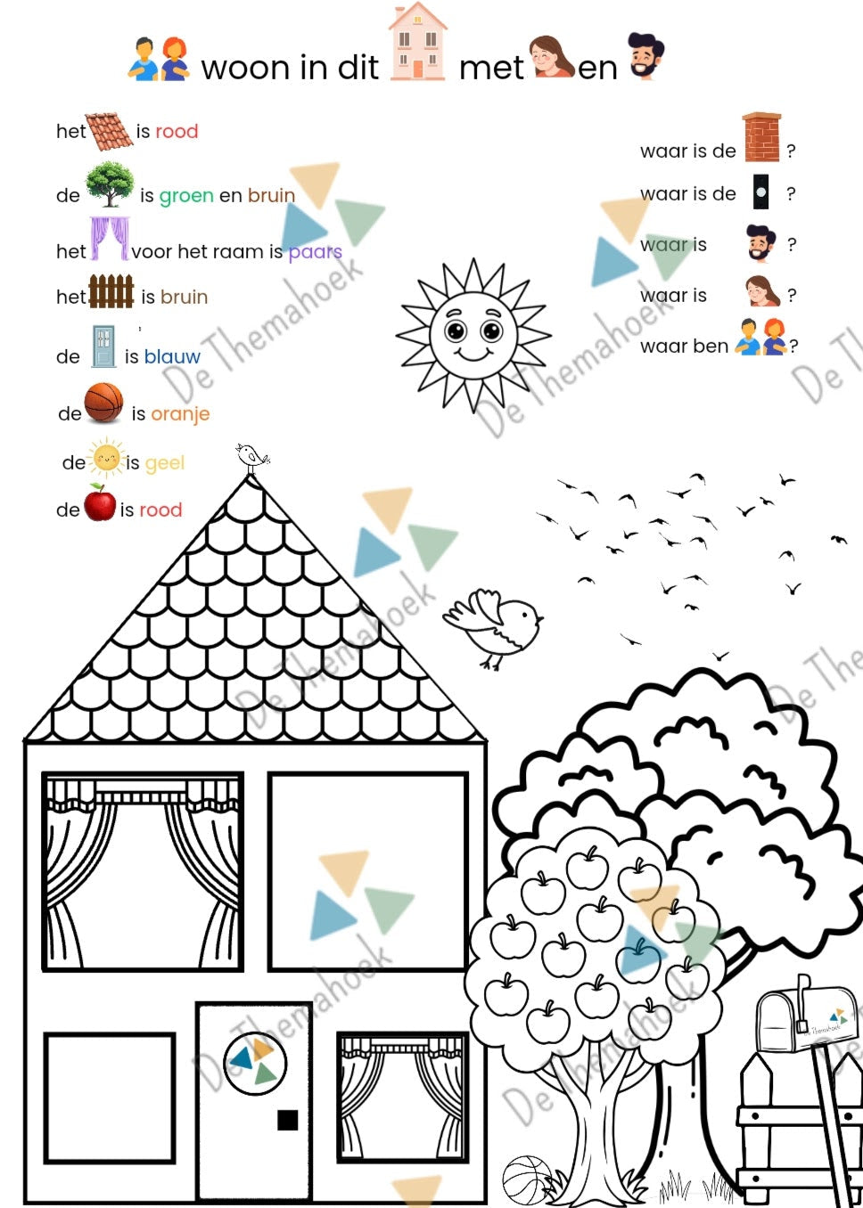 leestekst, pictolezen, thema mijn huis, mijn huis, hier woon ik, pictolezen, aanvankelijk lezen, de themahoek, themahoek, gratis