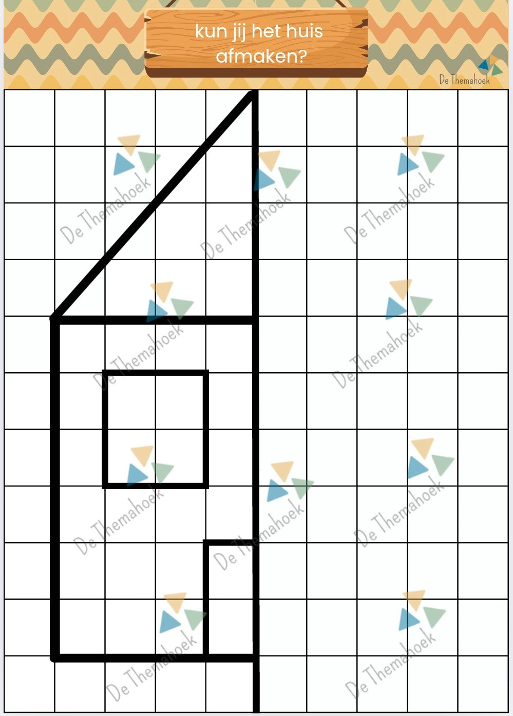 spiegelen, thema huis, thema mijn huis, tekenen, tellen, rekenen, cijfers, getallen, de themahoek, themahoek, rekenen, rekenbundel, rekenbegrippen, kleuters, groep 1/2, spuegeltekeningen