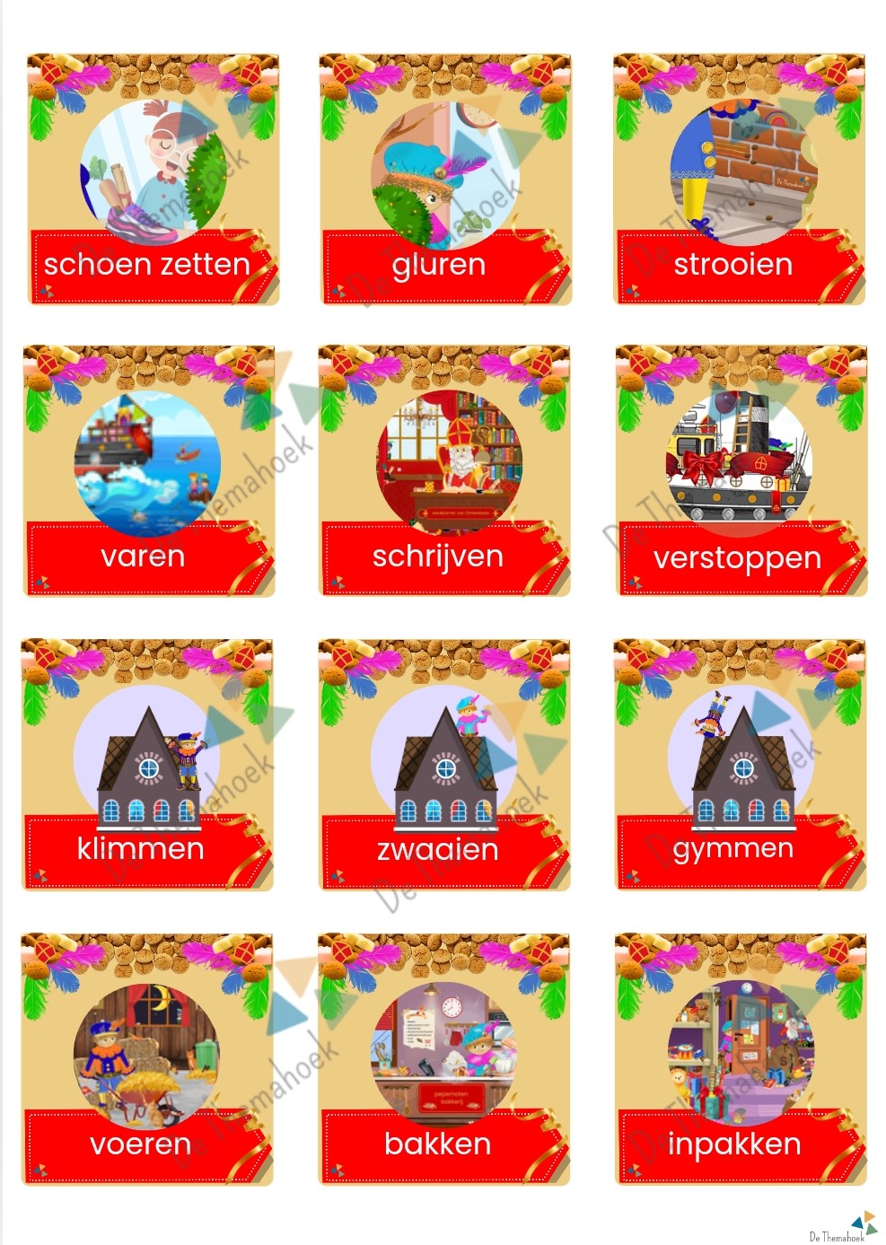 memory sint, woordenschat, thema sint, kleuters, groep 1/2, spel kleuters, spel sint, de themahoek