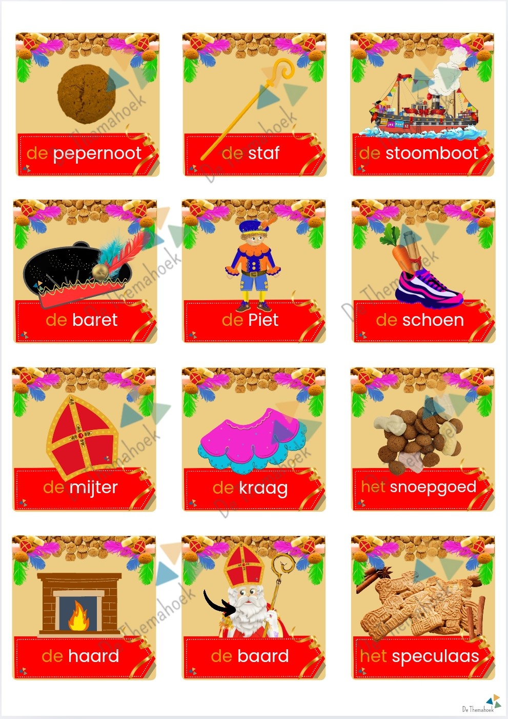 sinterklaas memory, thema sint, themahoek, de themahoek, woordenschat, nt2 onderwijs, kleuters, groep 1/2